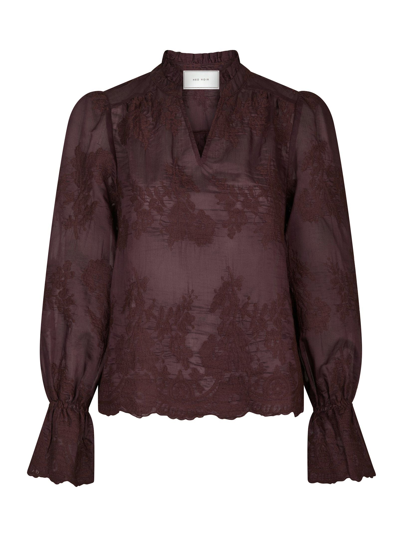 NEO NOIR BLOUSE AMARA BIG EMBROIDERY BURGUNDY