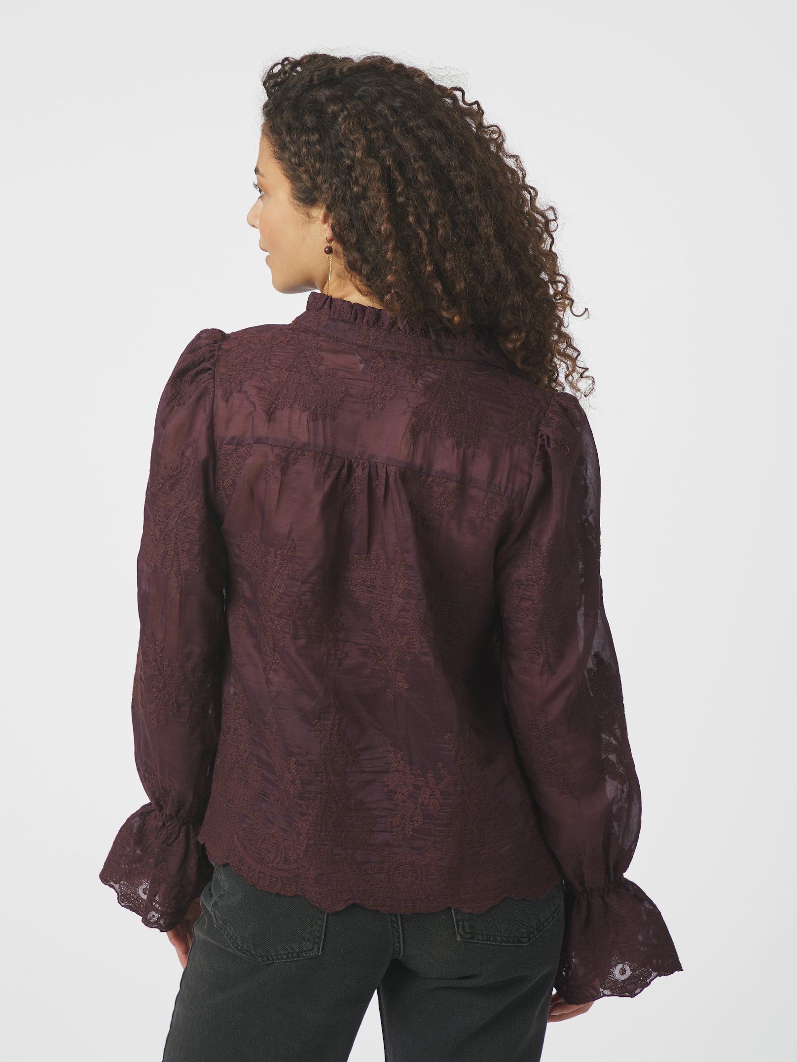 NEO NOIR BLOUSE AMARA BIG EMBROIDERY BURGUNDY