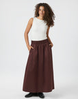 NEO NOIR ROK YARA LONG POPLIN SKIRT BURGUNDY