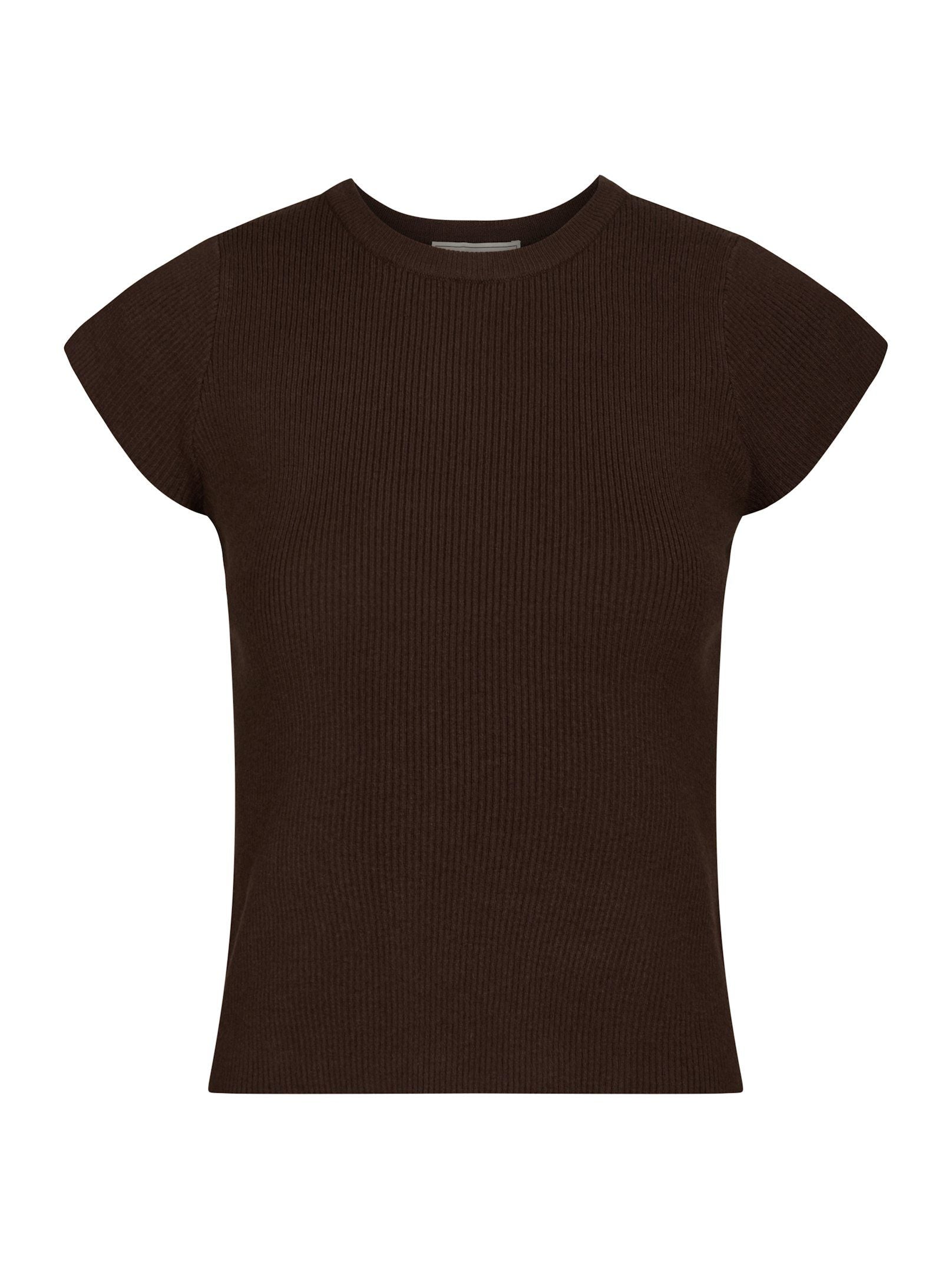 NEO NOIR T-SHIRT TIRRA KNIT TEE BROWN