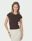 NEO NOIR T-SHIRT TIRRA KNIT TEE BROWN