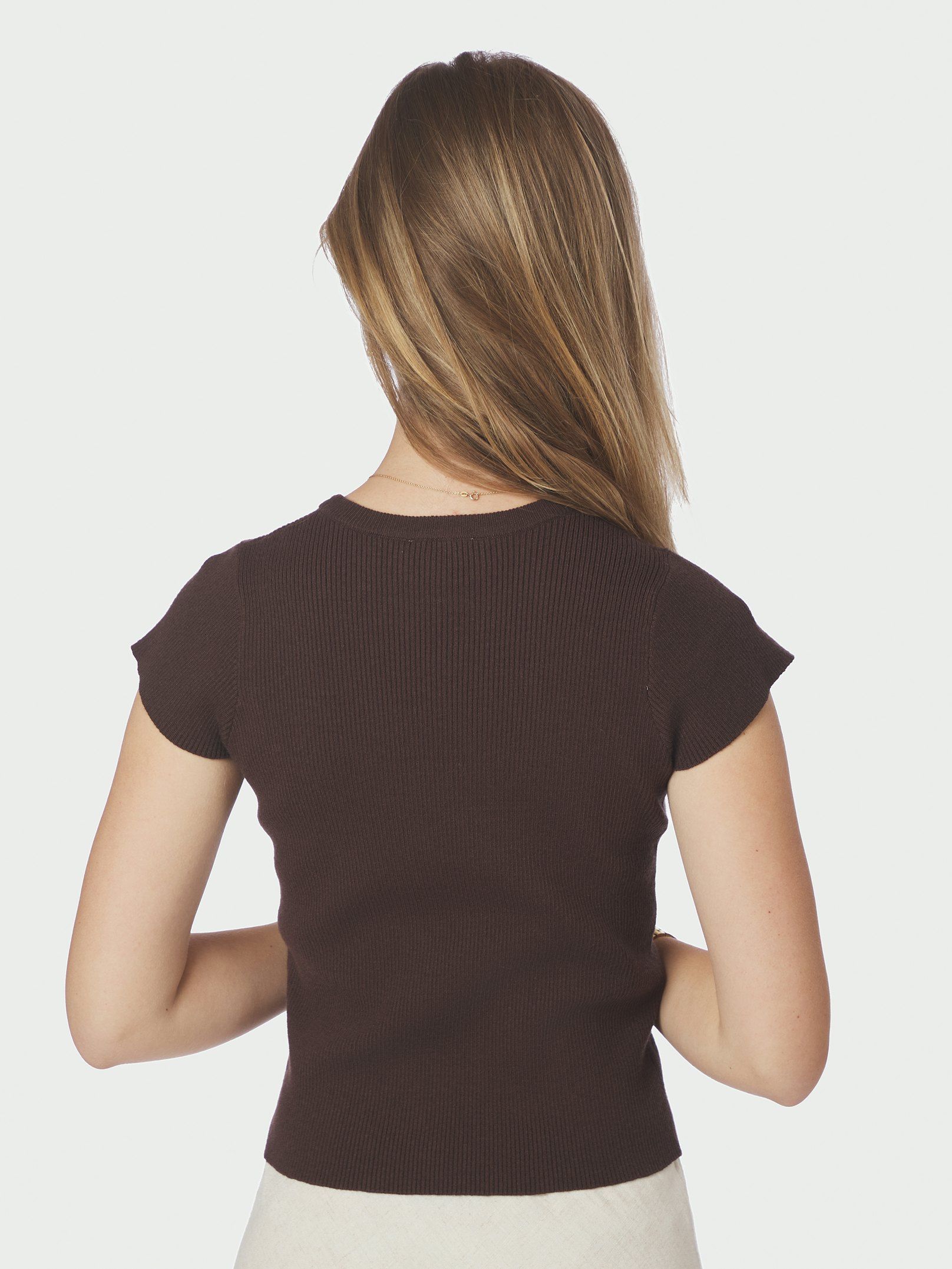 NEO NOIR T-SHIRT TIRRA KNIT TEE BROWN