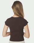 NEO NOIR T-SHIRT TIRRA KNIT TEE BROWN
