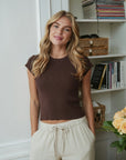 NEO NOIR T-SHIRT TIRRA KNIT TEE BROWN