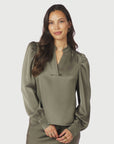 NEO NOIR BLOUSE ROSSLYN HEAVY SATEEN COLD ARMY
