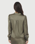 NEO NOIR BLOUSE ROSSLYN HEAVY SATEEN COLD ARMY