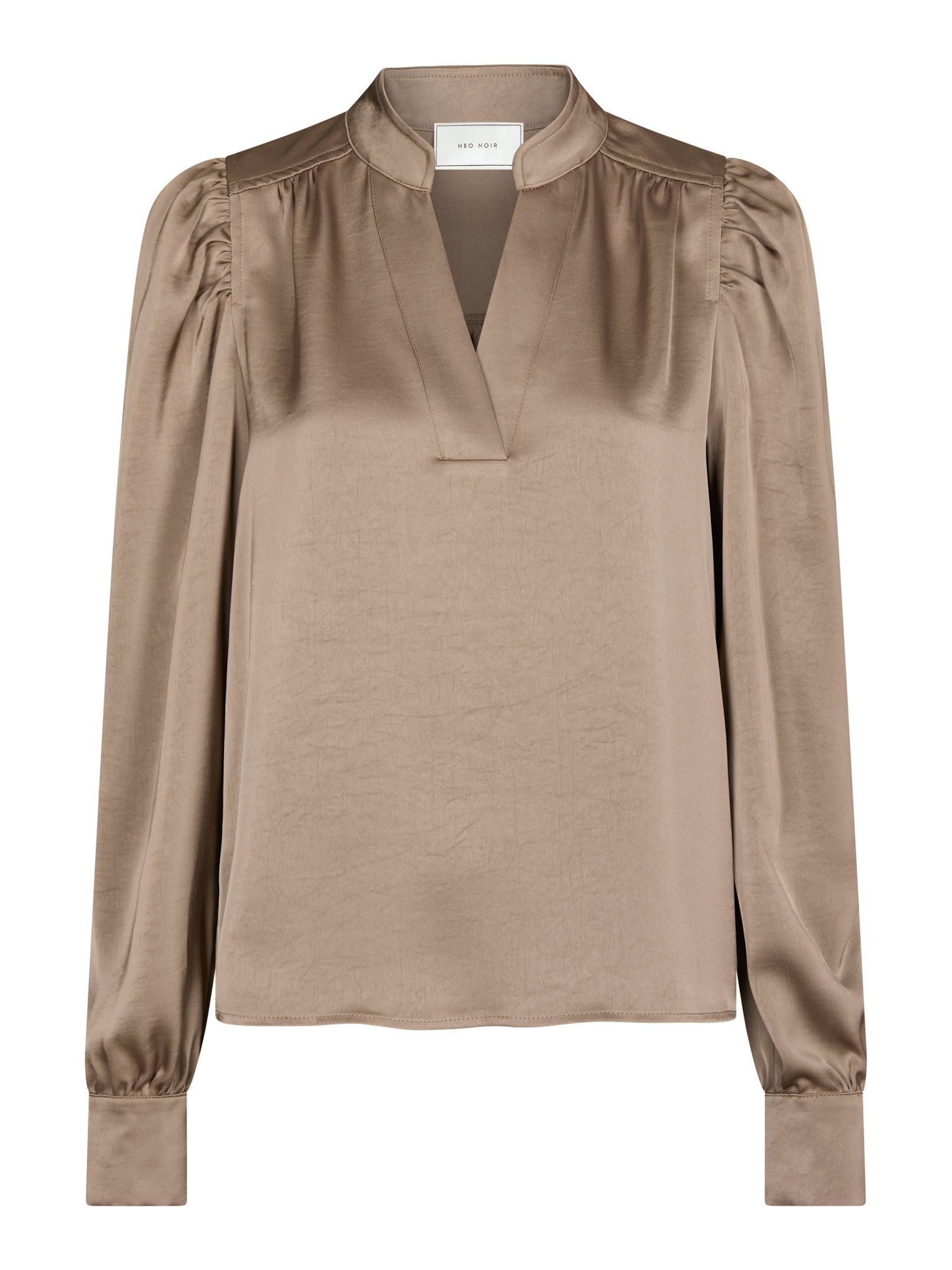 NEO NOIR BLOUSE ROSSLYN HEAVY SATEEN DARK TAUPE