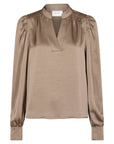 NEO NOIR BLOUSE ROSSLYN HEAVY SATEEN DARK TAUPE