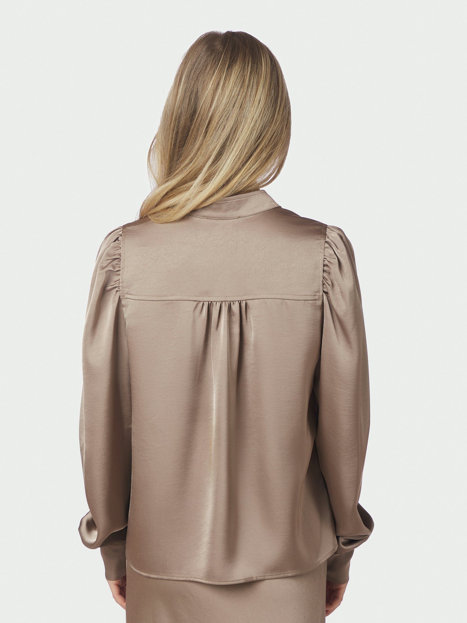 NEO NOIR BLOUSE ROSSLYN HEAVY SATEEN DARK TAUPE