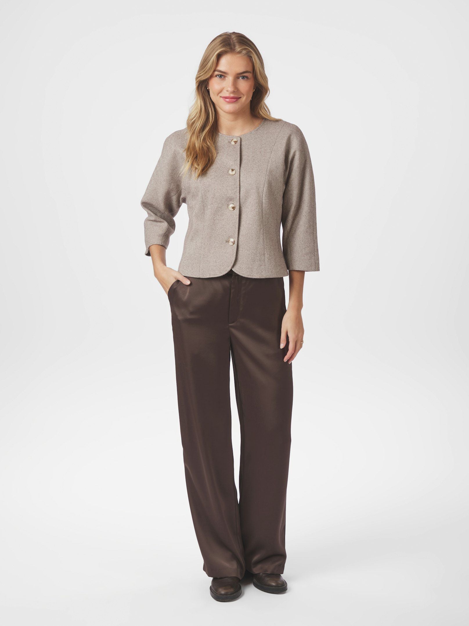 NEO NOIR PANTS EMMETT HEAVY SATEEN DARK BROWN