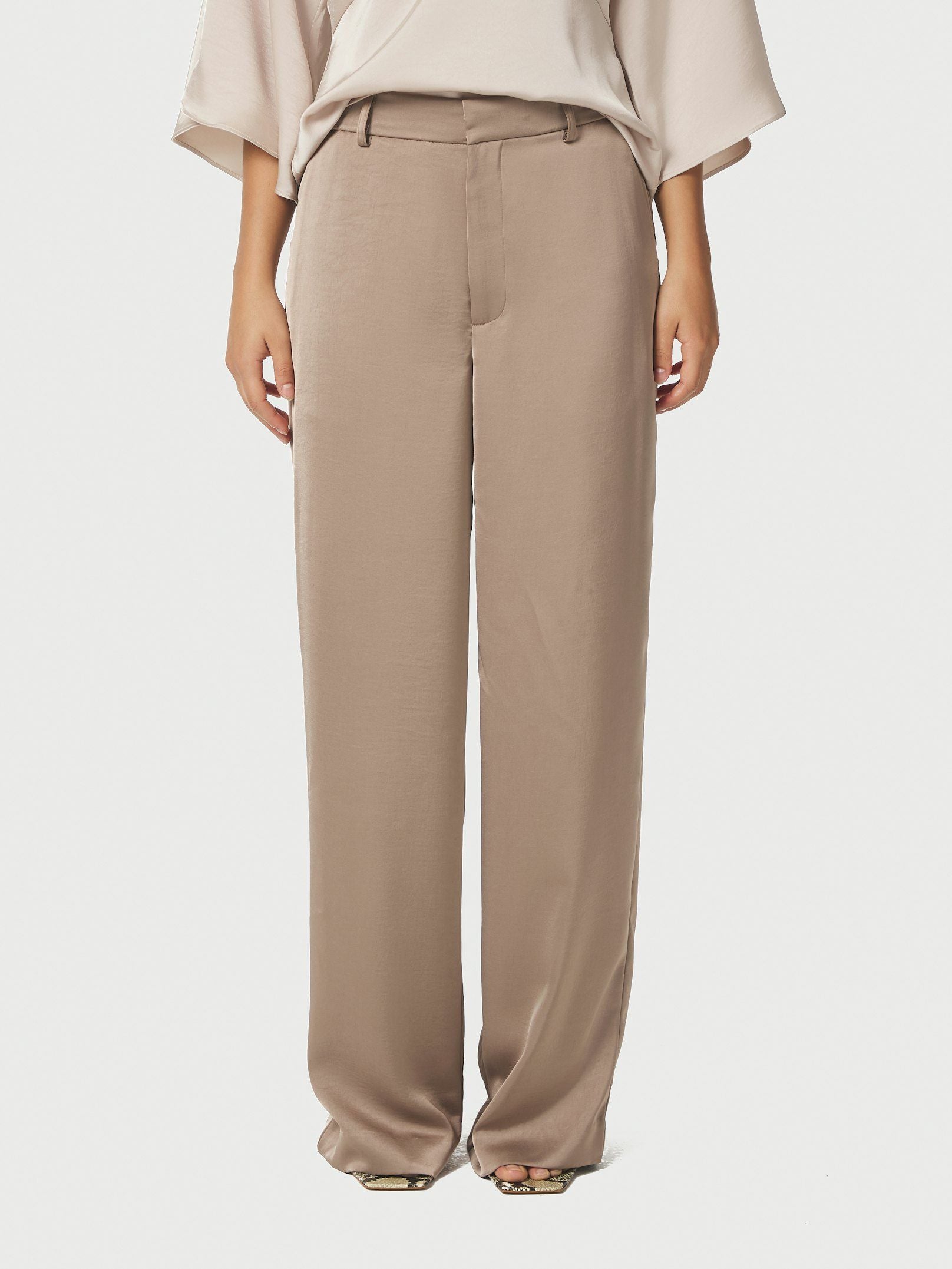 NEO NOIR PANTS EMMETT HEAVY SATEEN DARK TAUPE