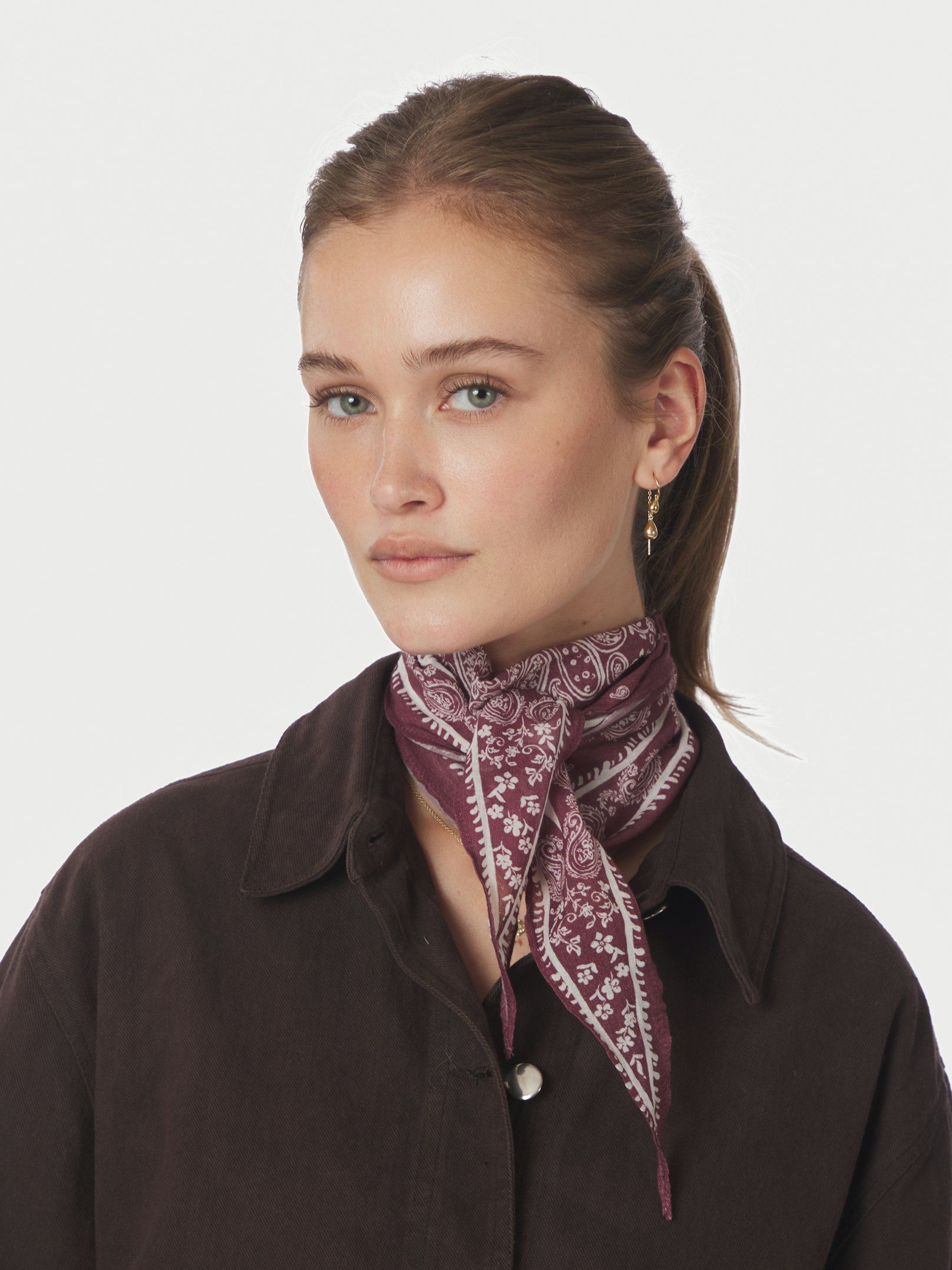 NEO NOIR SJAAL KINESSA PAISLEY SCARF DARK ROSE