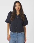 NEO NOIR BLOUSE AISA DULL SATIN NAVY