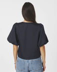 NEO NOIR BLOUSE AISA DULL SATIN NAVY