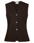 NEO NOIR VEST GILET SWAY SMOOTH KNIT WAISTCOAT DARK BROWN