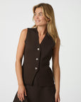 NEO NOIR VEST GILET SWAY SMOOTH KNIT WAISTCOAT DARK BROWN
