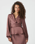 NEO NOIR BLOUSE RISTA HEAVY SATEEN DARK ROSE