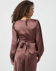NEO NOIR BLOUSE RISTA HEAVY SATEEN DARK ROSE