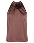NEO NOIR TOP ROSETTE HEAVY SATEEN DARK ROSE