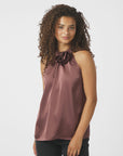 NEO NOIR TOP ROSETTE HEAVY SATEEN DARK ROSE