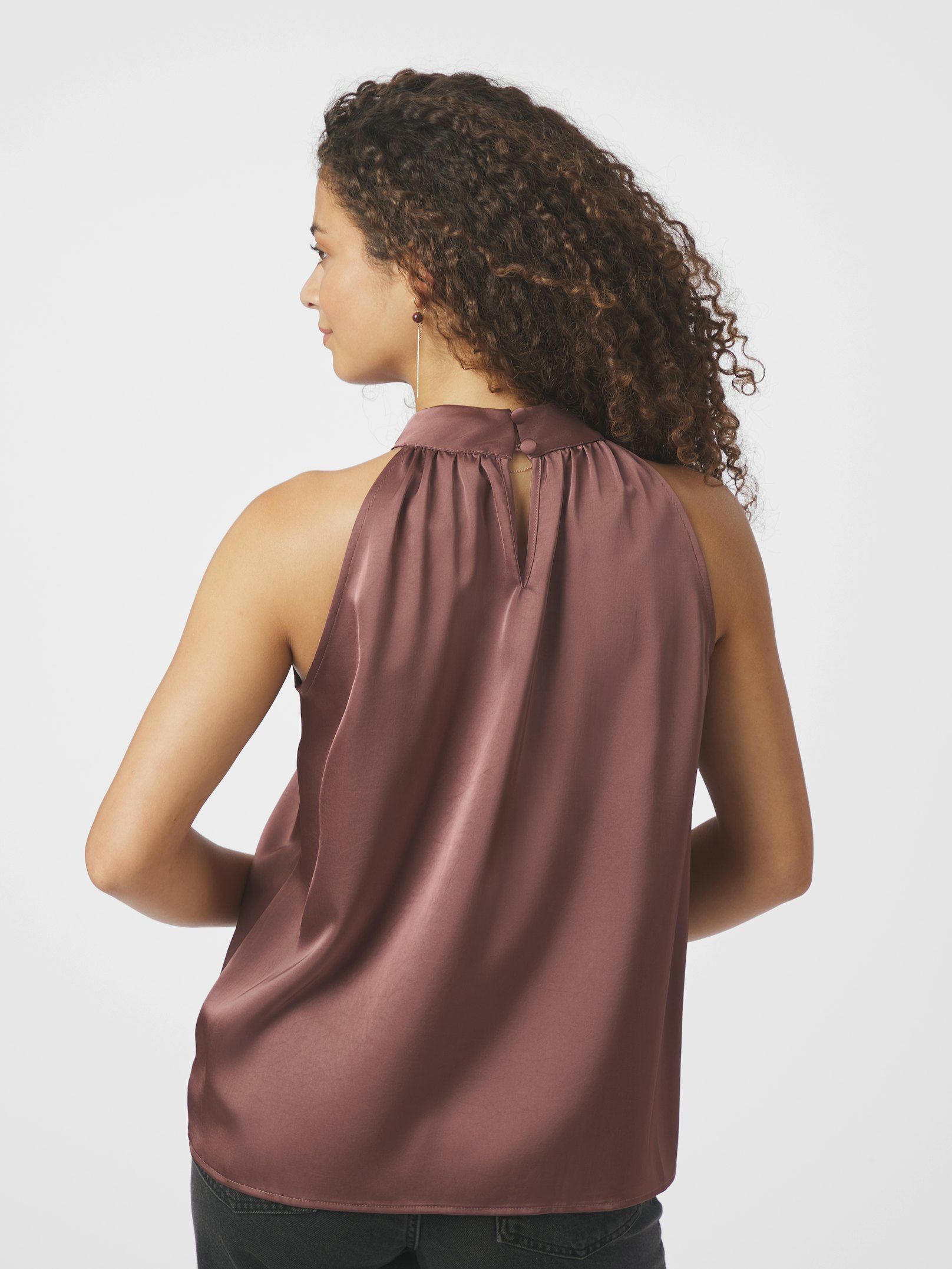 NEO NOIR TOP ROSETTE HEAVY SATEEN DARK ROSE