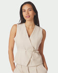 NEO NOIR GILET SAMARA RAMIE WAISTCOAT NATURAL