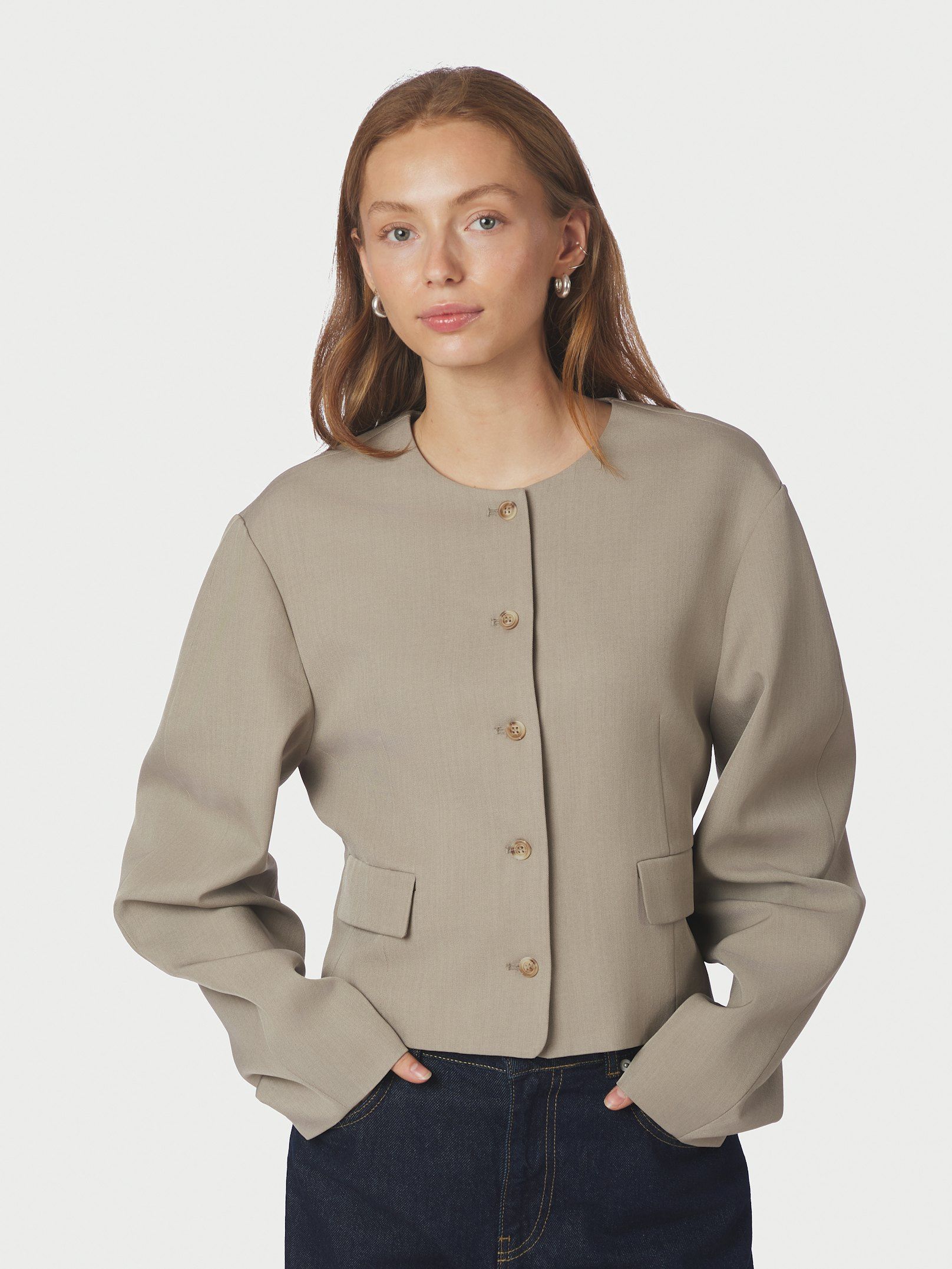 NEO NOIR BLAZER ARANTI STRUCTURE CURVE JACKET WARM GREY