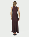 NEO NOIR JURK CELINIE HEAVY SATEEN DRESS BURGUNDY