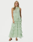 NEO NOIR JURK MARLI SOLID CHIFFON DRESS LIGHT GREEN
