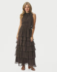 NEO NOIR JURK MARLI SOLID CHIFFON DRESS DUSTY BROWN
