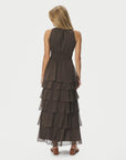 NEO NOIR JURK MARLI SOLID CHIFFON DRESS DUSTY BROWN