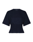 NEO NOIR T-SHIRT DRAY BOXY SMOCK TEE NAVY