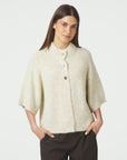 NEO NOIR VEST BENUTA FLUFFY KNIT CARDIGAN IVORY
