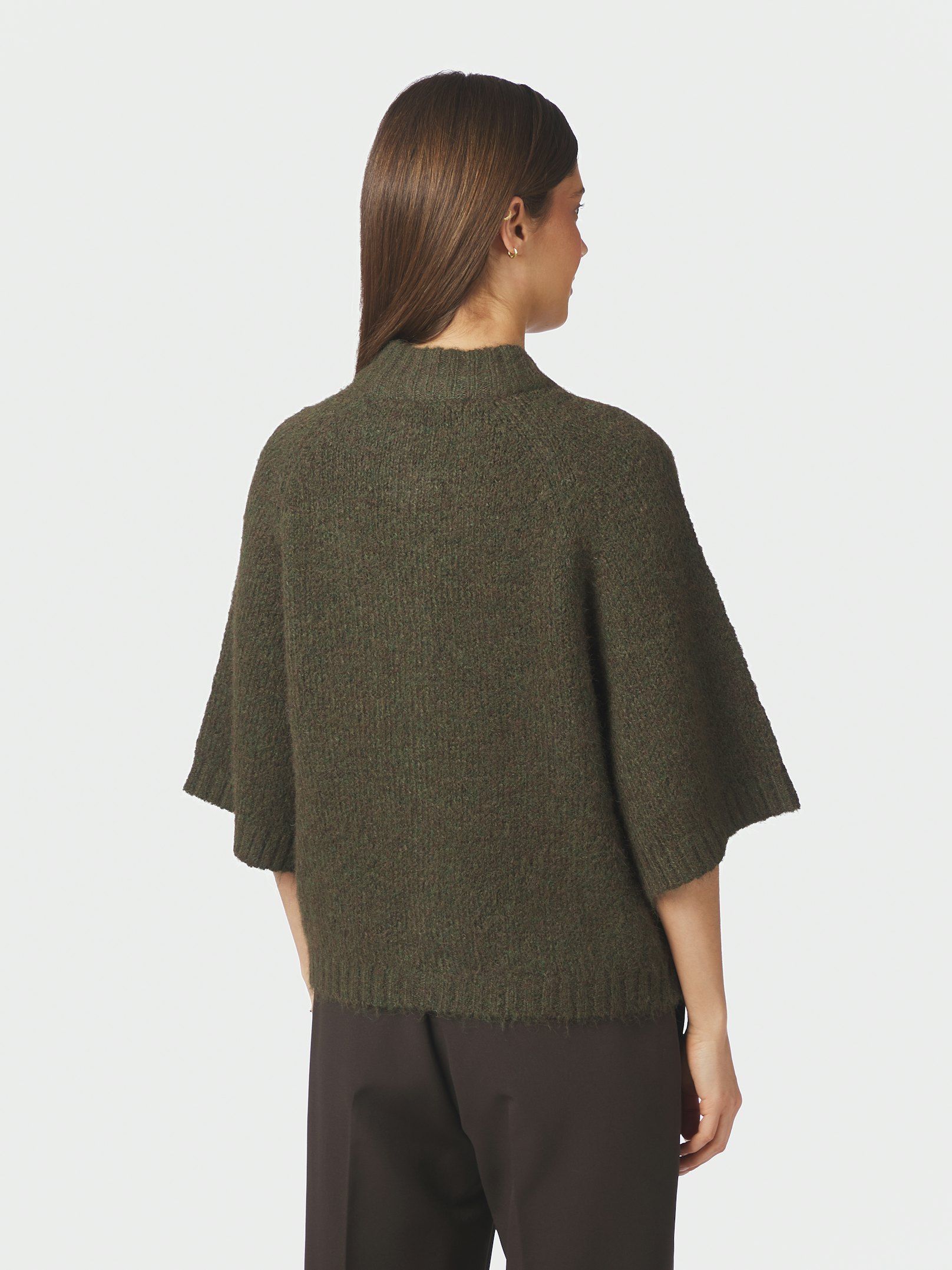 NEO NOIR VEST BENUTA FLUFFY KNIT CARDIGAN ARMY