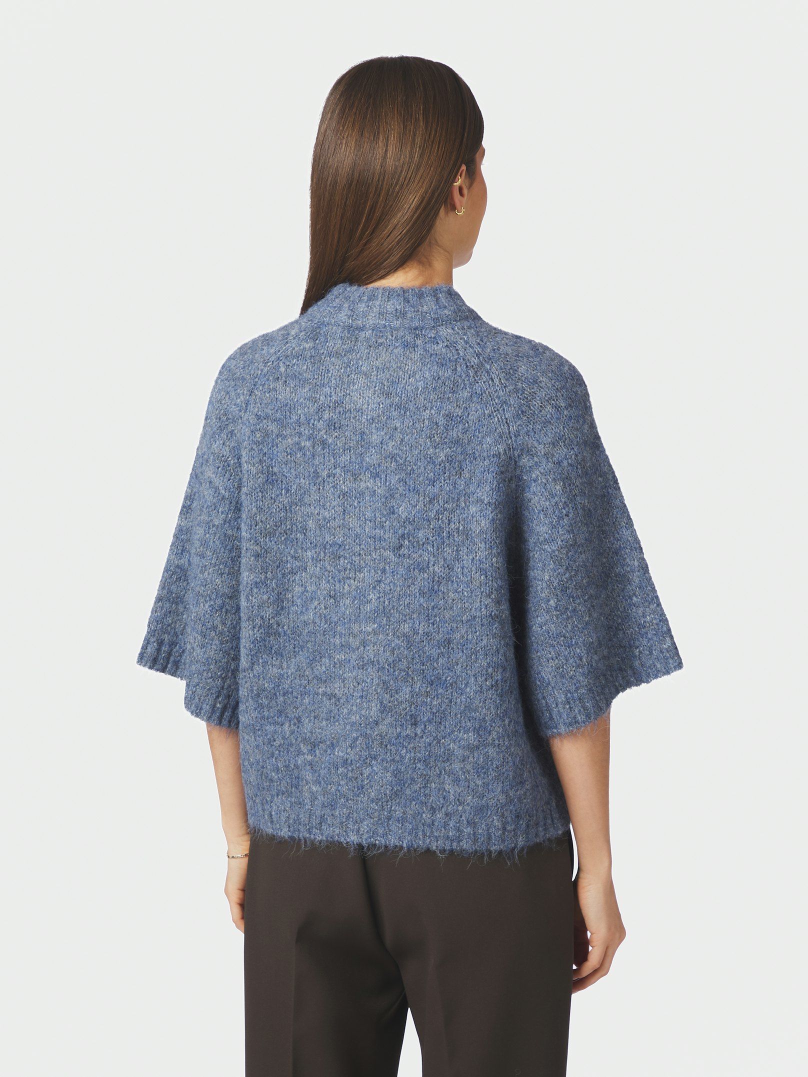 NEO NOIR VEST BENUTA FLUFFY KNIT CARDIGAN SMOKE BLUE