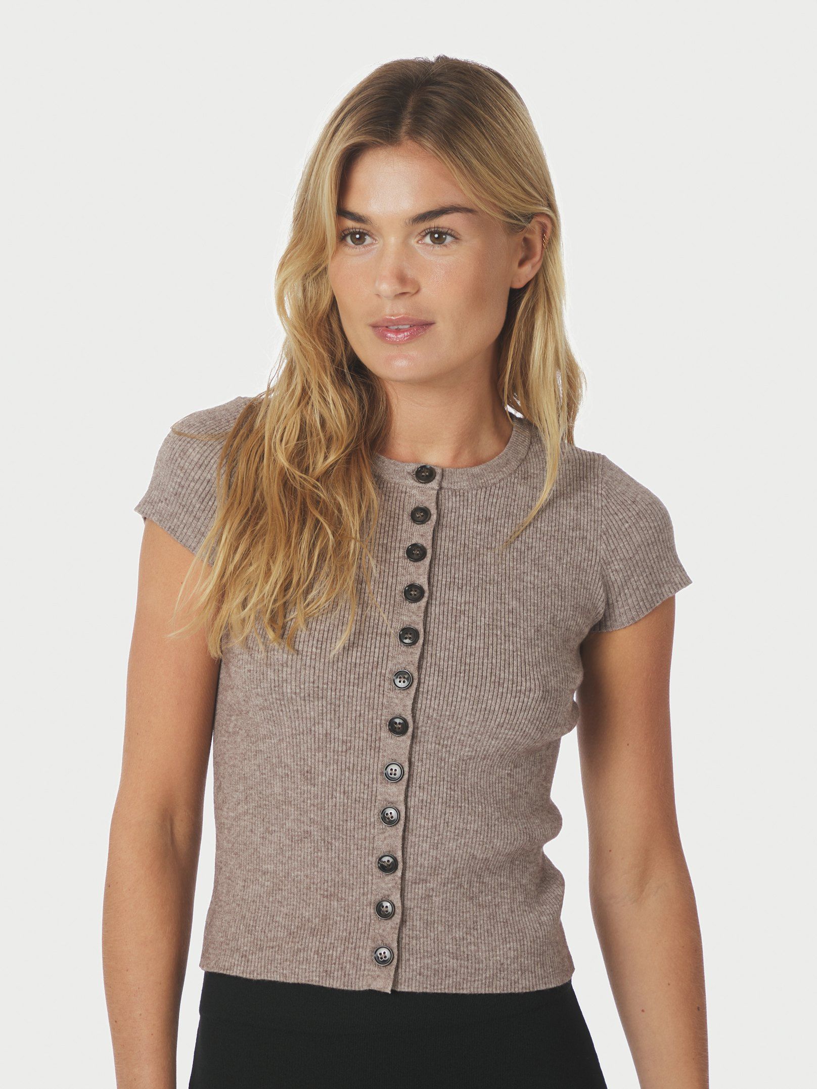 NEO NOIR TOP TODDA KNIT TEE SAND MELANGE