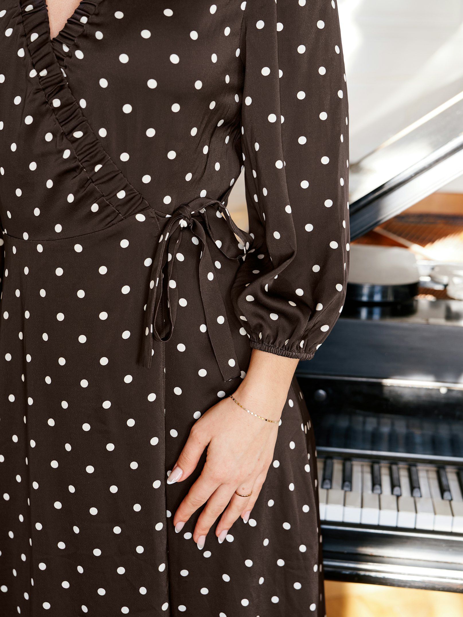 NEO NOIR JURK MALINGA DOT DRESS DARK BROWN