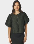 NEO NOIR BLOUSE AISA BROCADE DARK GREEN