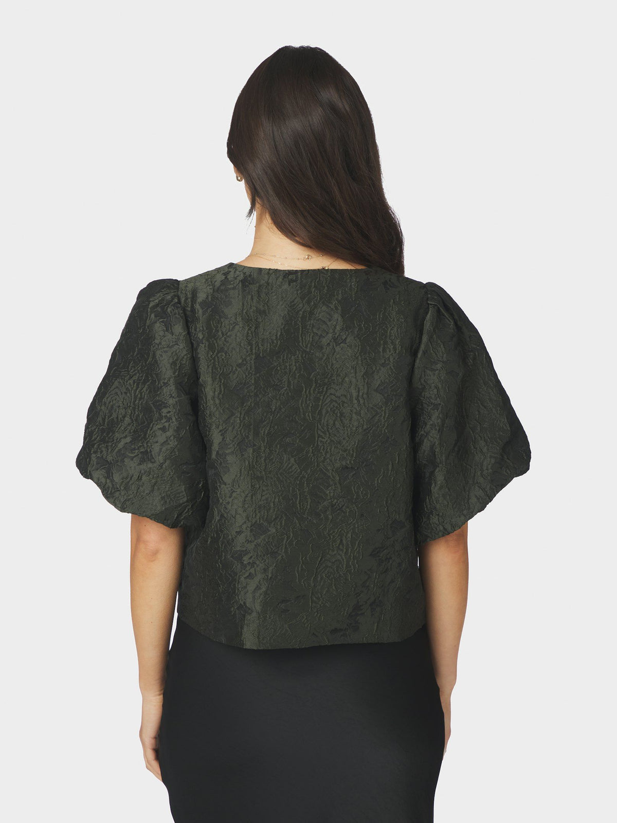 NEO NOIR BLOUSE AISA BROCADE DARK GREEN