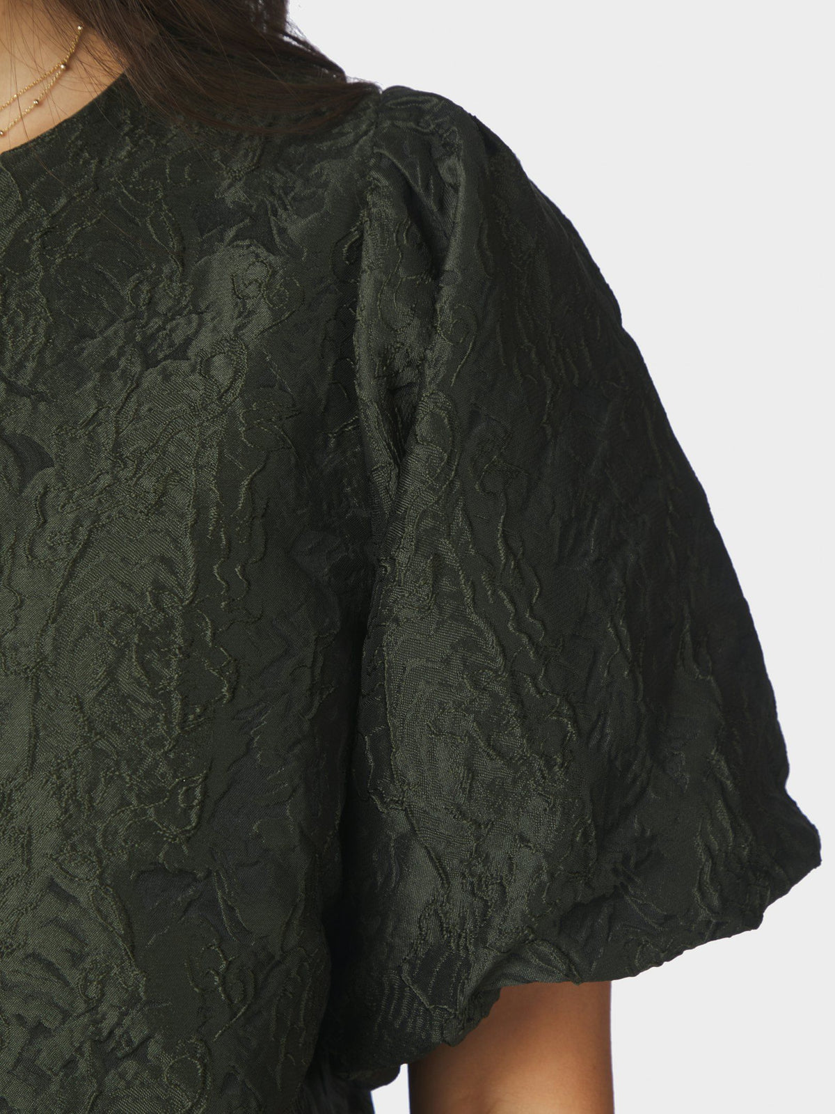 NEO NOIR BLOUSE AISA BROCADE DARK GREEN