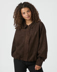 NEO NOIR JAS RUBBY FAUX SUEDE JACKET DARK BROWN