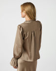 NEO NOIR BLOUSE AMARA HEAVY SATEEN BEDAZ DARK TAUPE