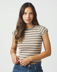 NEO NOIR T-SHIRT TIRRA SIMPLE STRIPE KNIT TOP GREY
