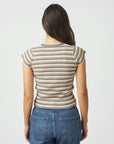 NEO NOIR T-SHIRT TIRRA SIMPLE STRIPE KNIT TOP GREY