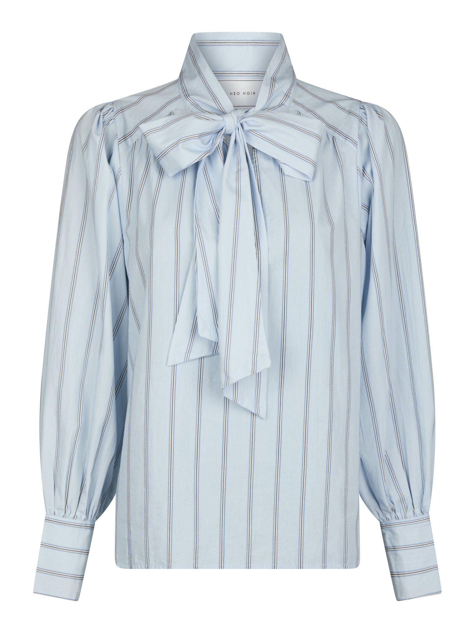 NEO NOIR BLOUSE JAZ BOW STRIPE LIGHT BLUE