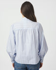 NEO NOIR BLOUSE JAZ BOW STRIPE LIGHT BLUE
