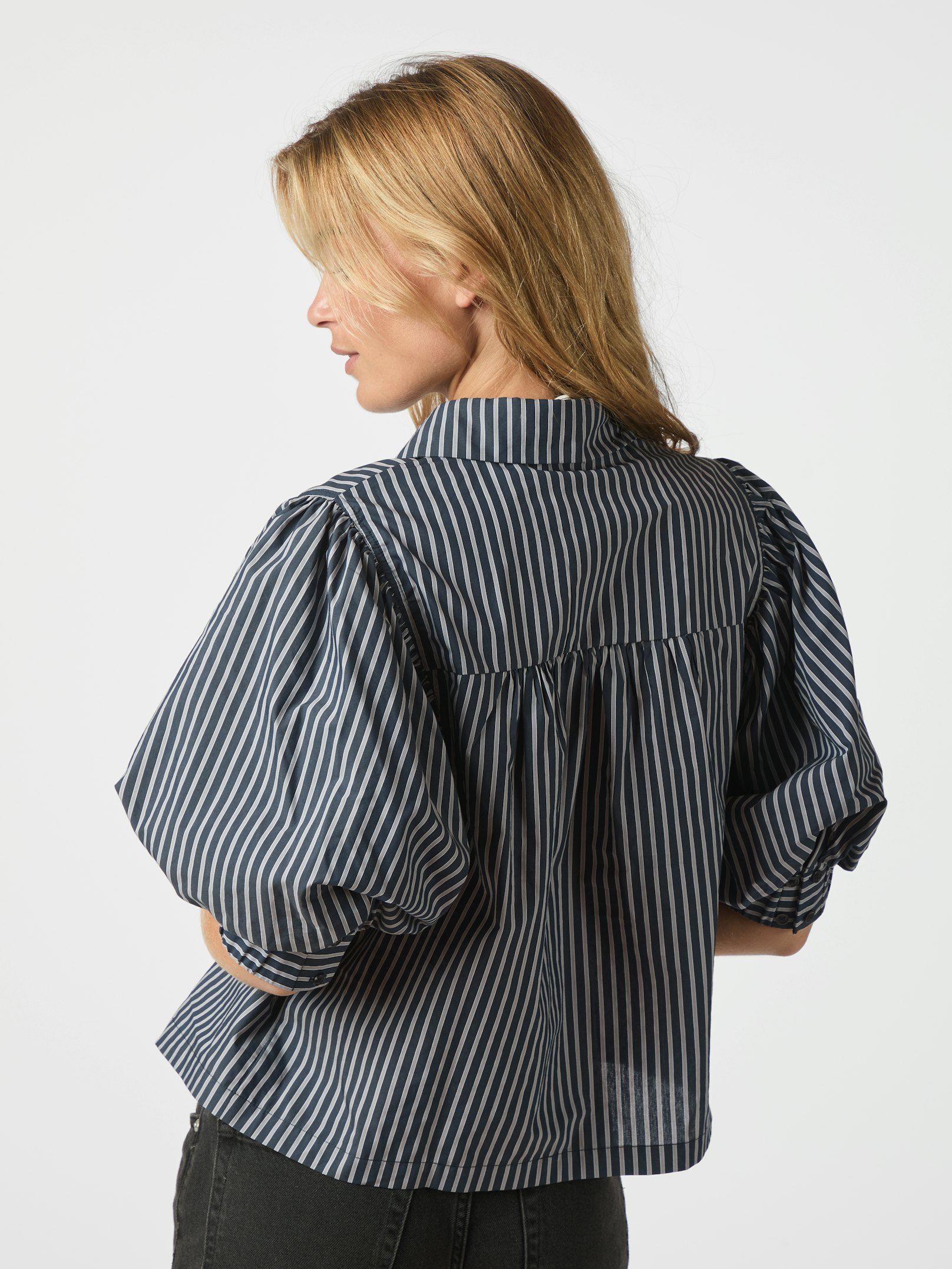 NEO NOIR BLOUSE ETTA STRIPE SHIRT NAVY