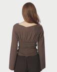 NEO NOIR SWEATER KAIBA KNIT TOP BROWN MELANGE
