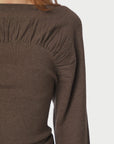 NEO NOIR SWEATER KAIBA KNIT TOP BROWN MELANGE