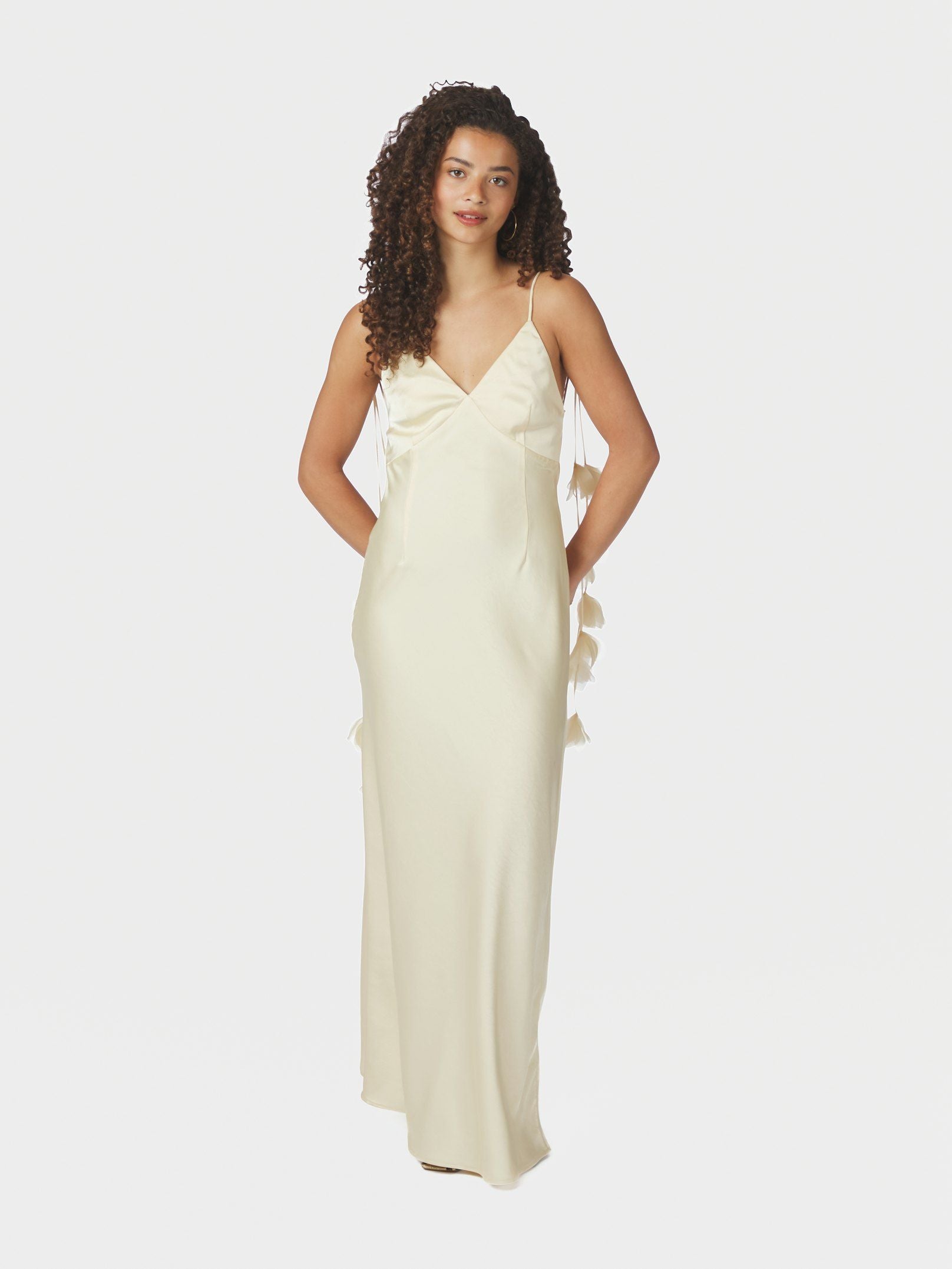 NEO NOIR JURK COLLY HEAVY SATEEN DRESS LIGHT YELLOW